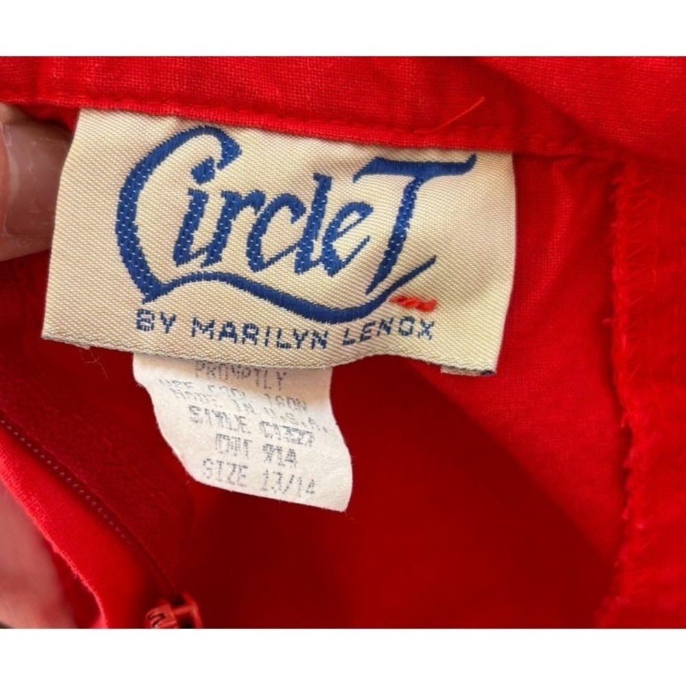 Circle T Skirt 13/14 Red Handkerchief Kitsch Rockabilly Folk Chili Peppers Dance - Picture 12 of 16